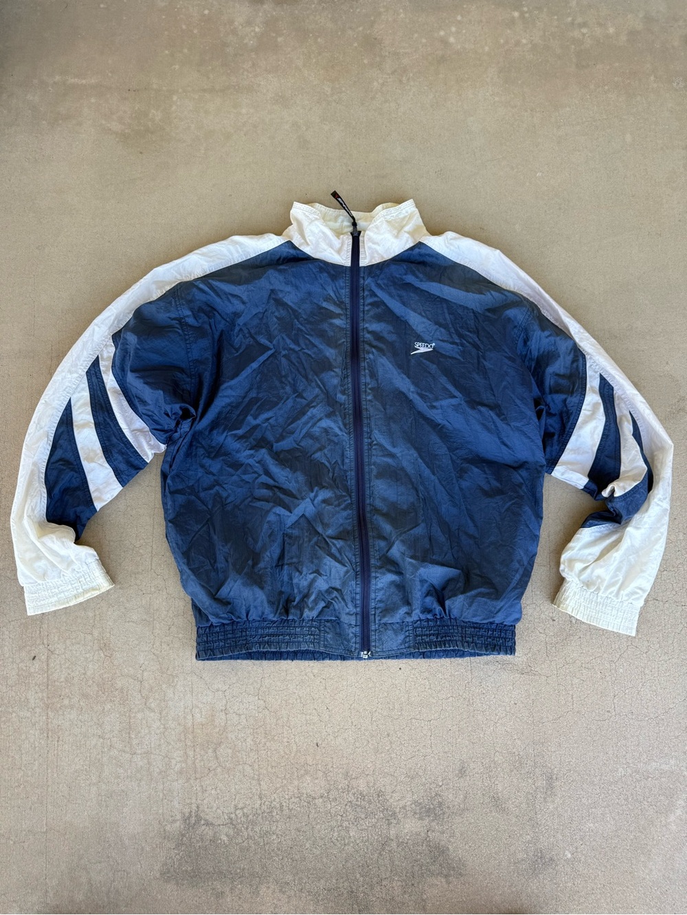 Vintage Speedo Navy Blue & White Colorblock Windbreaker Jacket
